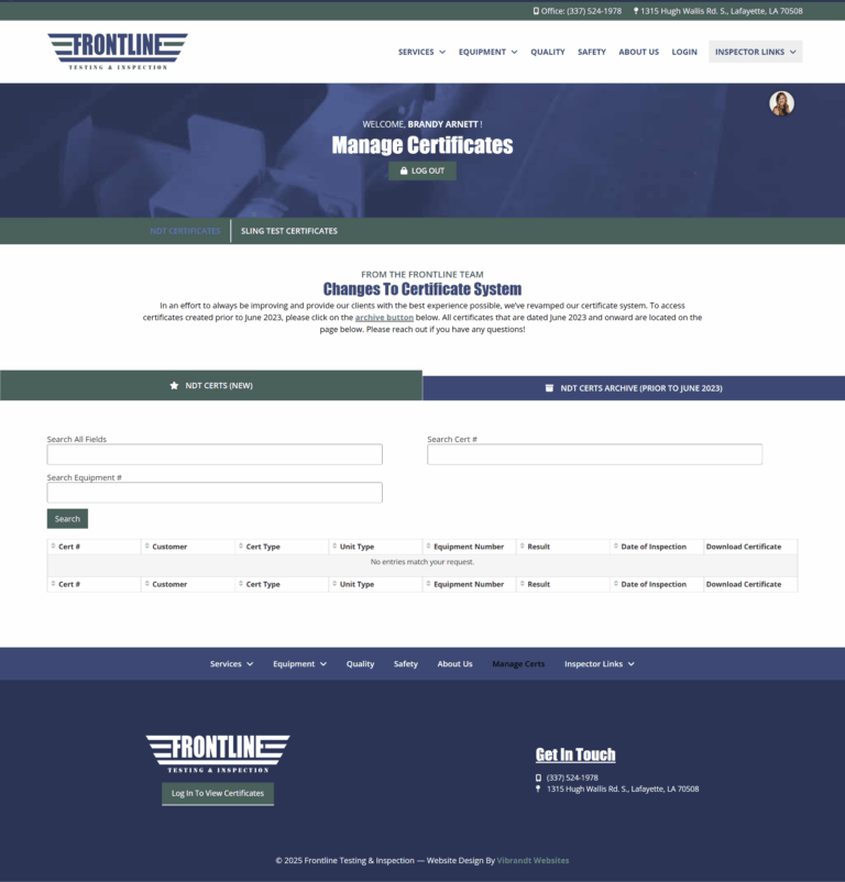 Client Dashboard View