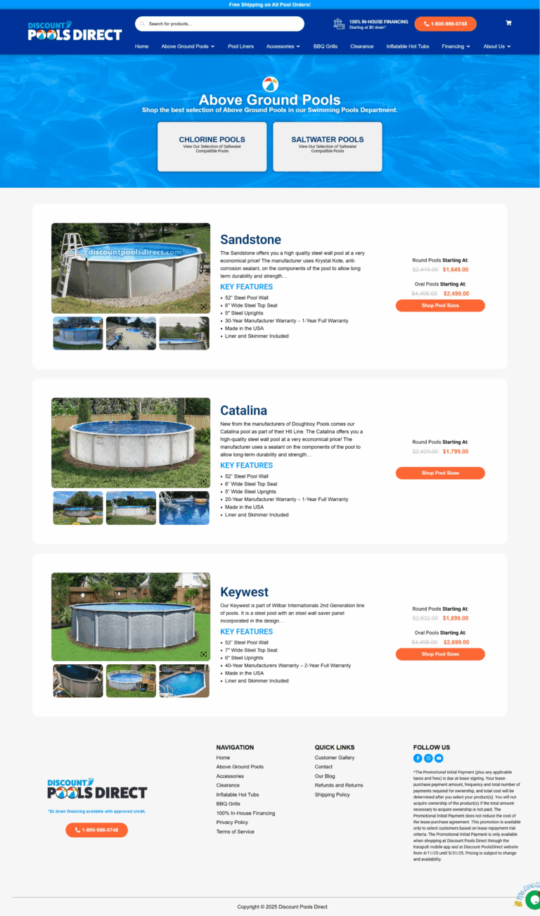 Above Ground Pools Page