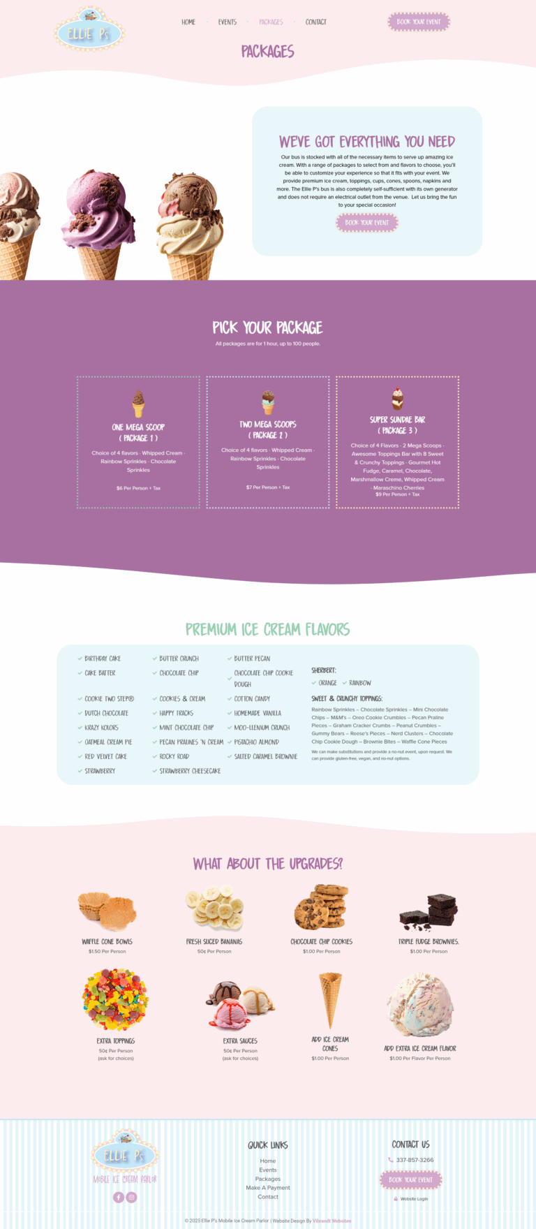 Ice Cream Packages Page