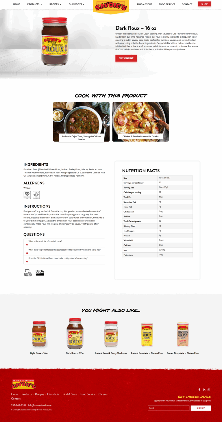 Product Information Page