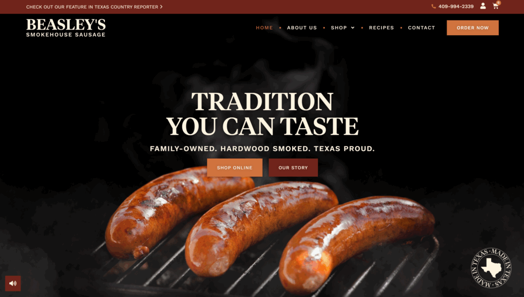 Beasley's Smokehouse Sausage Website - Vibrandt Websites - Custom Website Design and Development