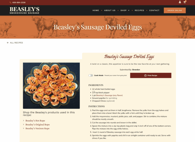 Custom Built Recipe Page