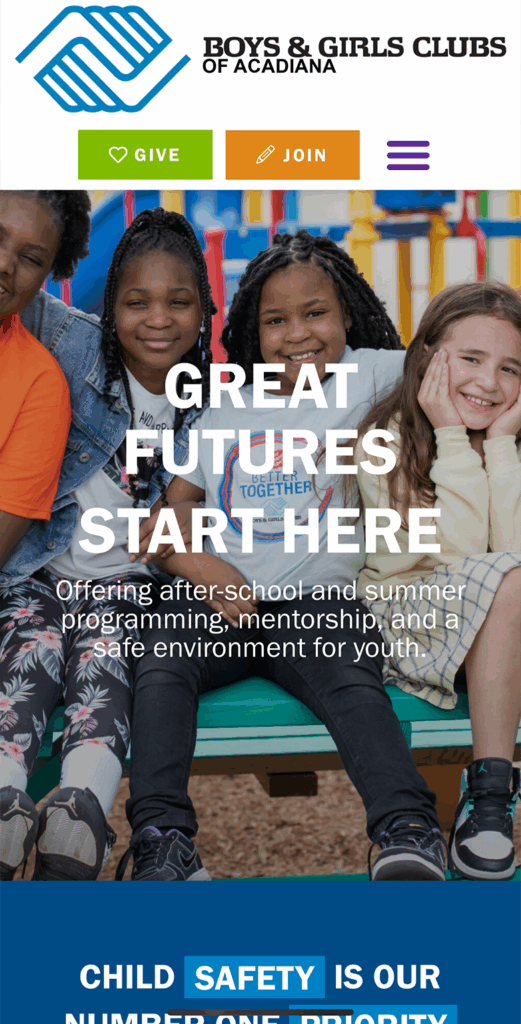 Boys and Girls Clubs of Acadiana Website Design - Non-Profit Website Design & Development