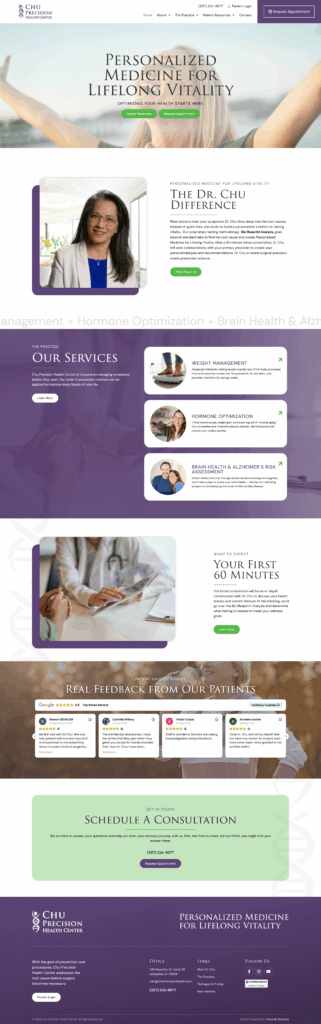 Chu Precision Health Center Website Design and Development by Vibrandt Websites