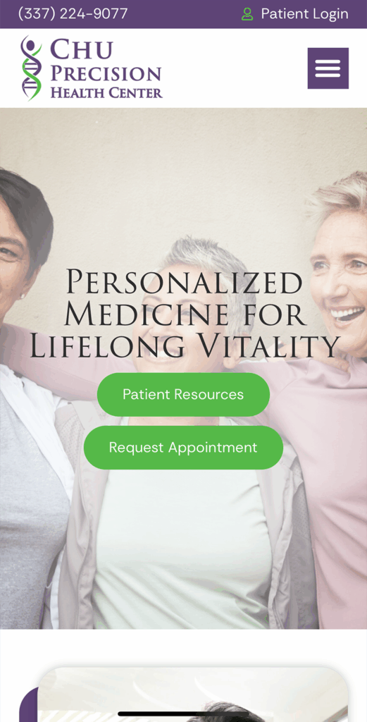 Chu Precision Health Center Website - Vibrandt Web