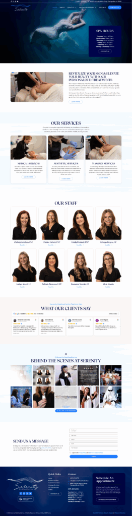 Web Design and Development done by Vibrandt Website for Serenity MedAesthetics Spa in Youngsville LA