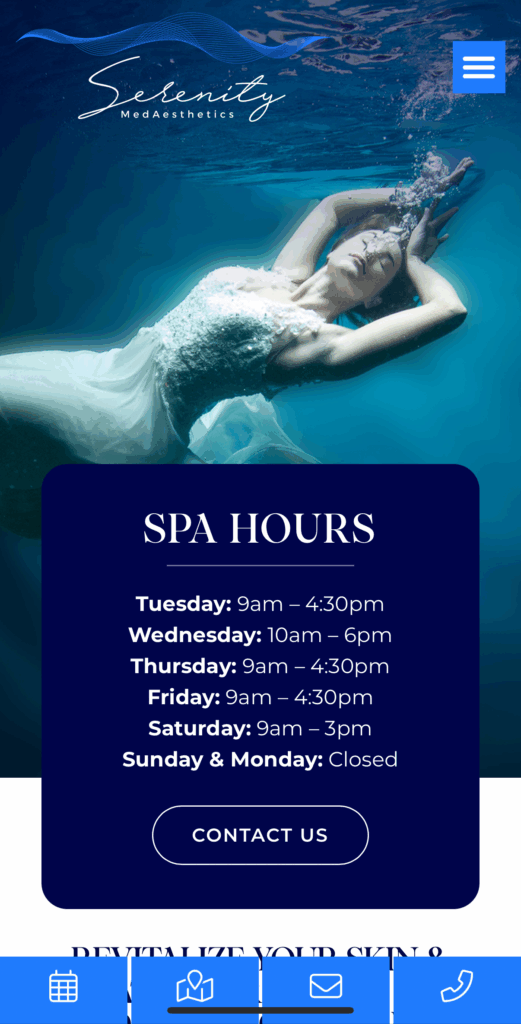 Serenity MedAesthetics Website mobile view - Vibrandt Websites