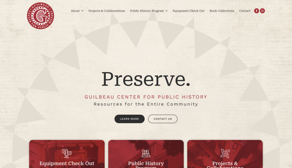 Guilbeau Center for Public History Website Homepge