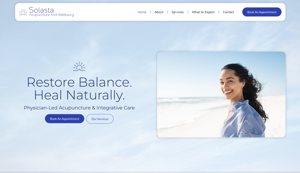 Solasta Acupuncture Website Design and Development - Vibrandt Websites Lafayette, LA