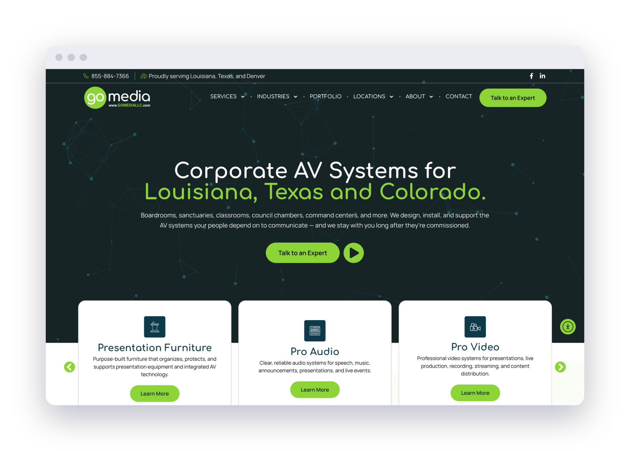 Go Media website, designed by Vibrandt