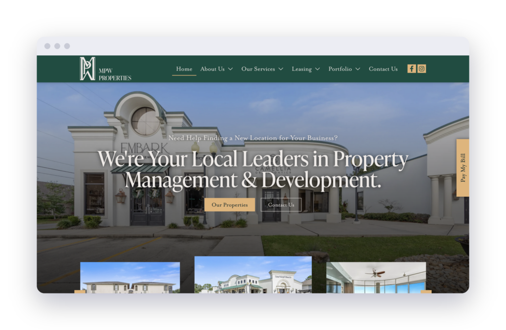 mpw properties browser mockup | Vibrandt Websites | Lafayette, LA